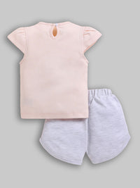 Moms Love Infant Girls Pure Cotton Printed Top with Shorts
