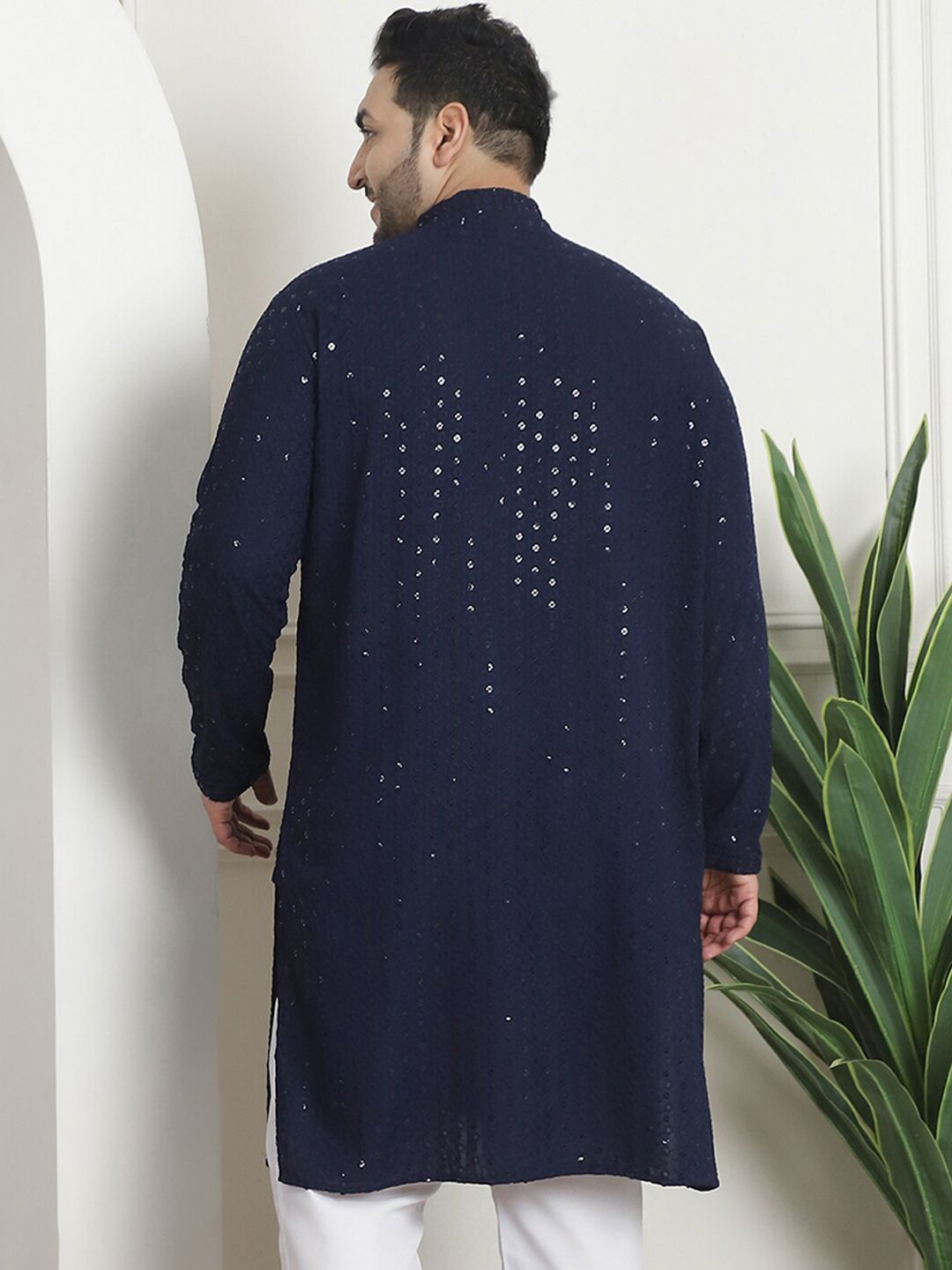 SOJANYA PLUS Kurta Lurus Kapas Sulam Bersulam Geometrik