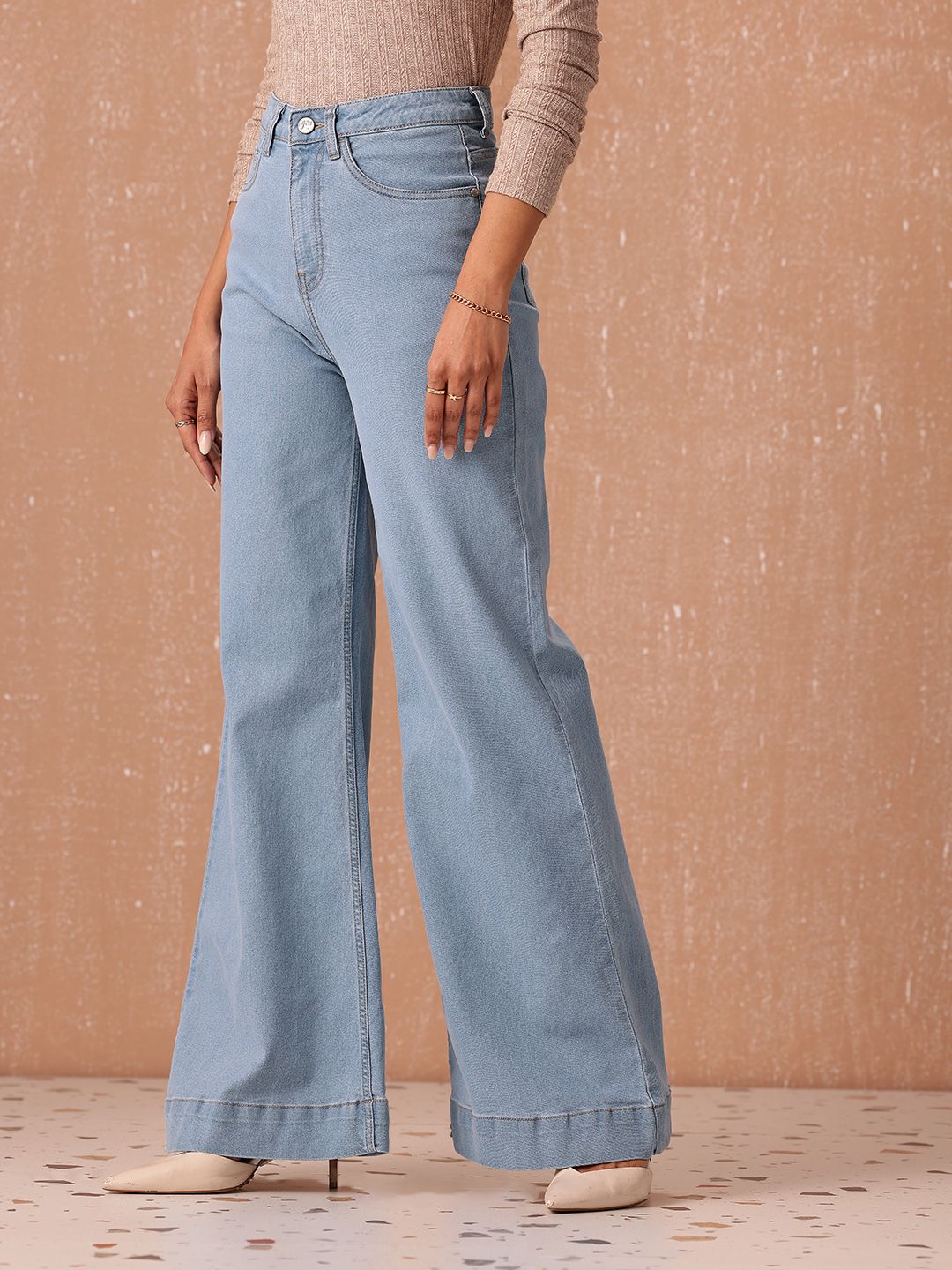 all about you Women Wide Leg High-Rise Stretchable Jeans