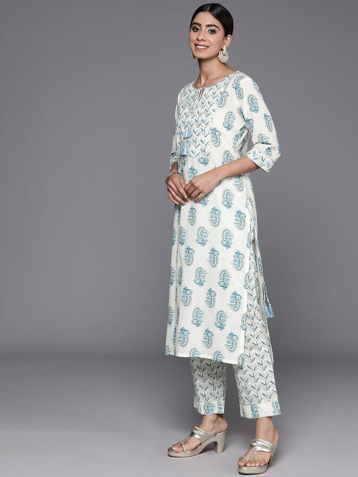 Libas Ethnic Motifs Printed Gotta Patti Pure Cotton Kurta with Trousers & Dupatta