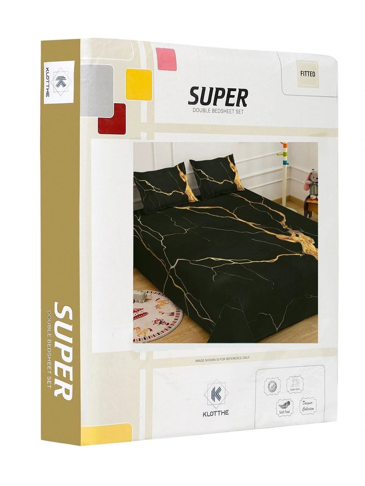 Moda Rapido X KLOTTHE Cadar King 400 TC Warna Hitam & Emas dengan 2 Sarung Bantal