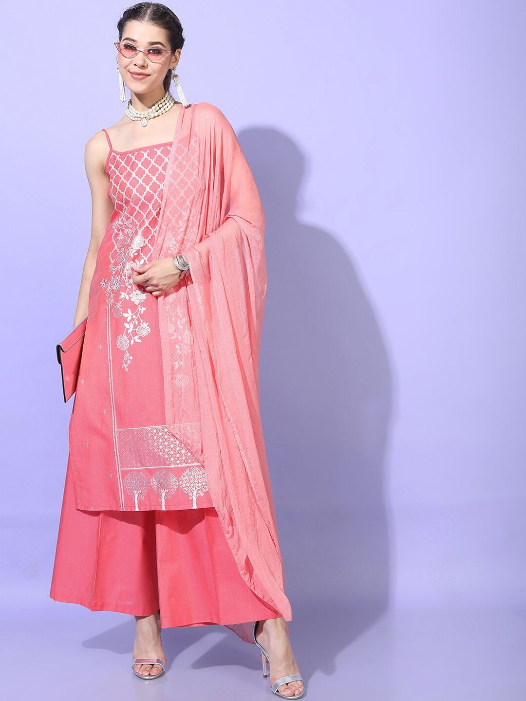 Vishudh Women Floral Viscose Rayon Kurta with Palazzo and dupatta