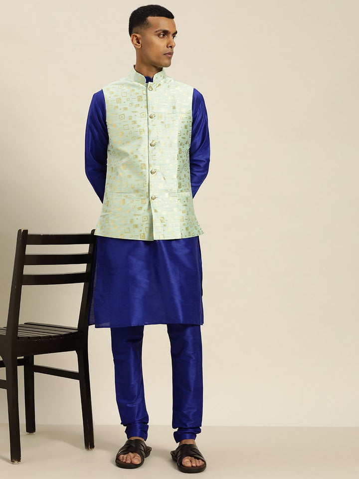 SOJANYA Blue & Green Kurta with Churidar