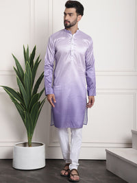 SOJANYA Lelaki Ungu Benang Kerja Jacquard Kurta