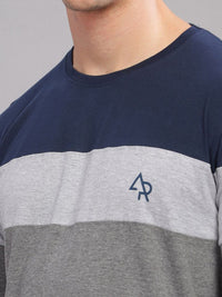 ADRO Men Colourblocked Round Neck T-shirt