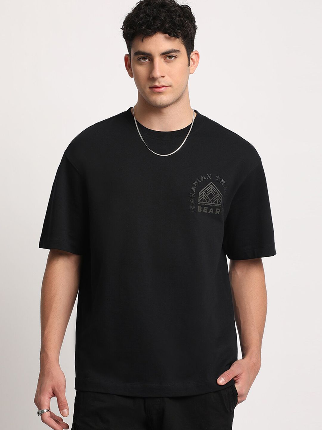 THE BEAR HOUSE Men Printed Loose Fit Cotton Pure Cotton T-Shirt