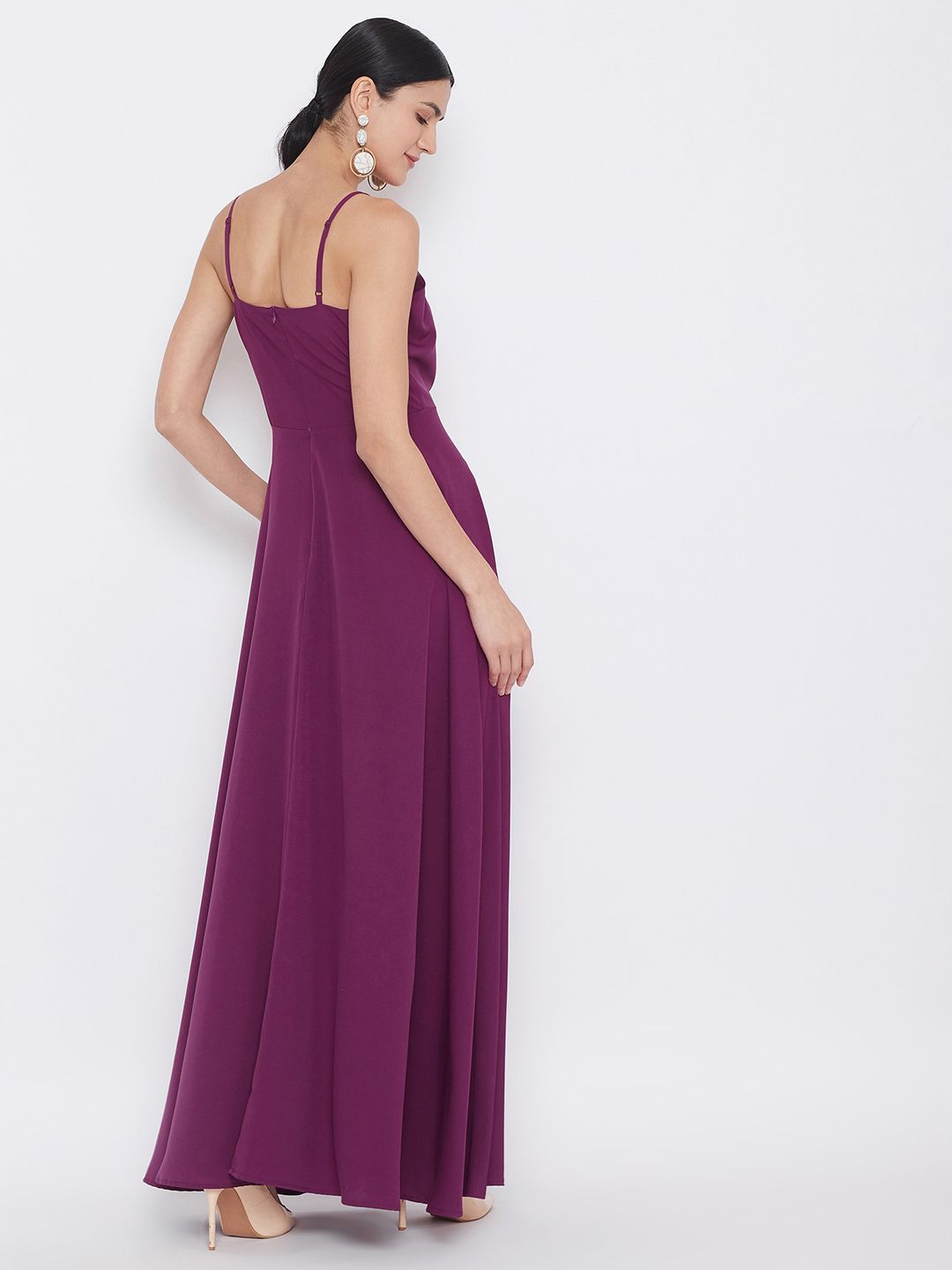 Berrylush Women Purple Solid Maxi Dress