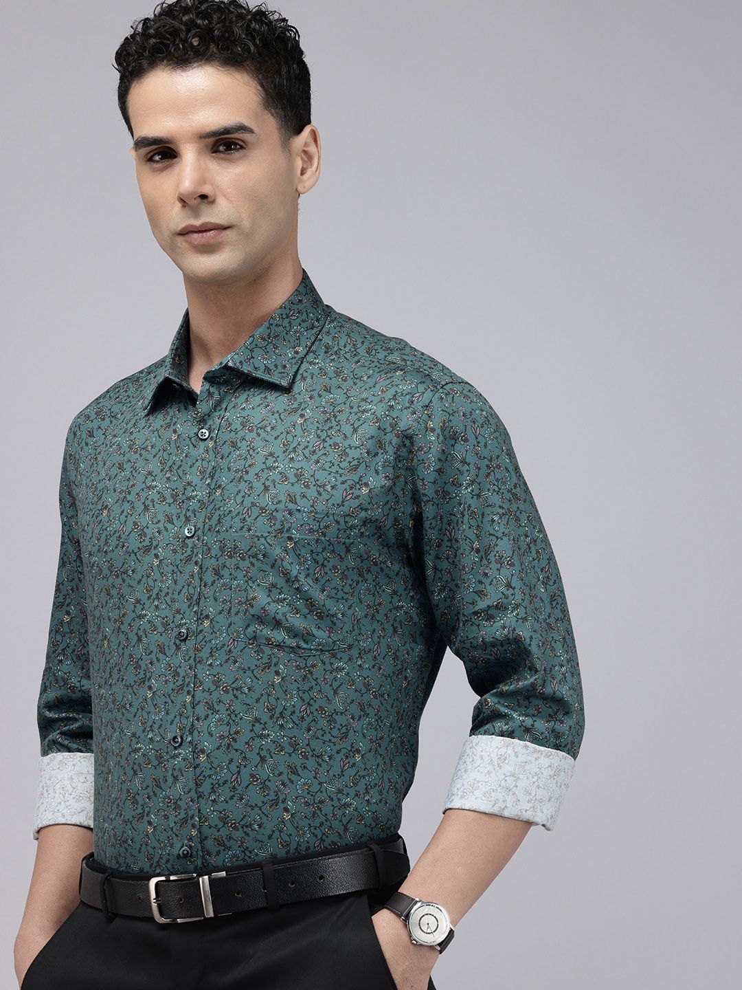 Park Avenue Floral Printed Pure Cotton Formal Shirt