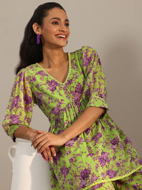 Libas Plus Size Floral Embroidered Straight Kurta With Palazzo & Dupatta