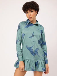 DressBerry Jungle Fever Flounce Hem Shirt Style Mini Dress