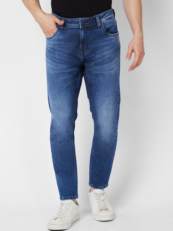 SPYKAR Men Blue Kano Slim Fit Clean Look Heavy Fade Stretchable Jeans
