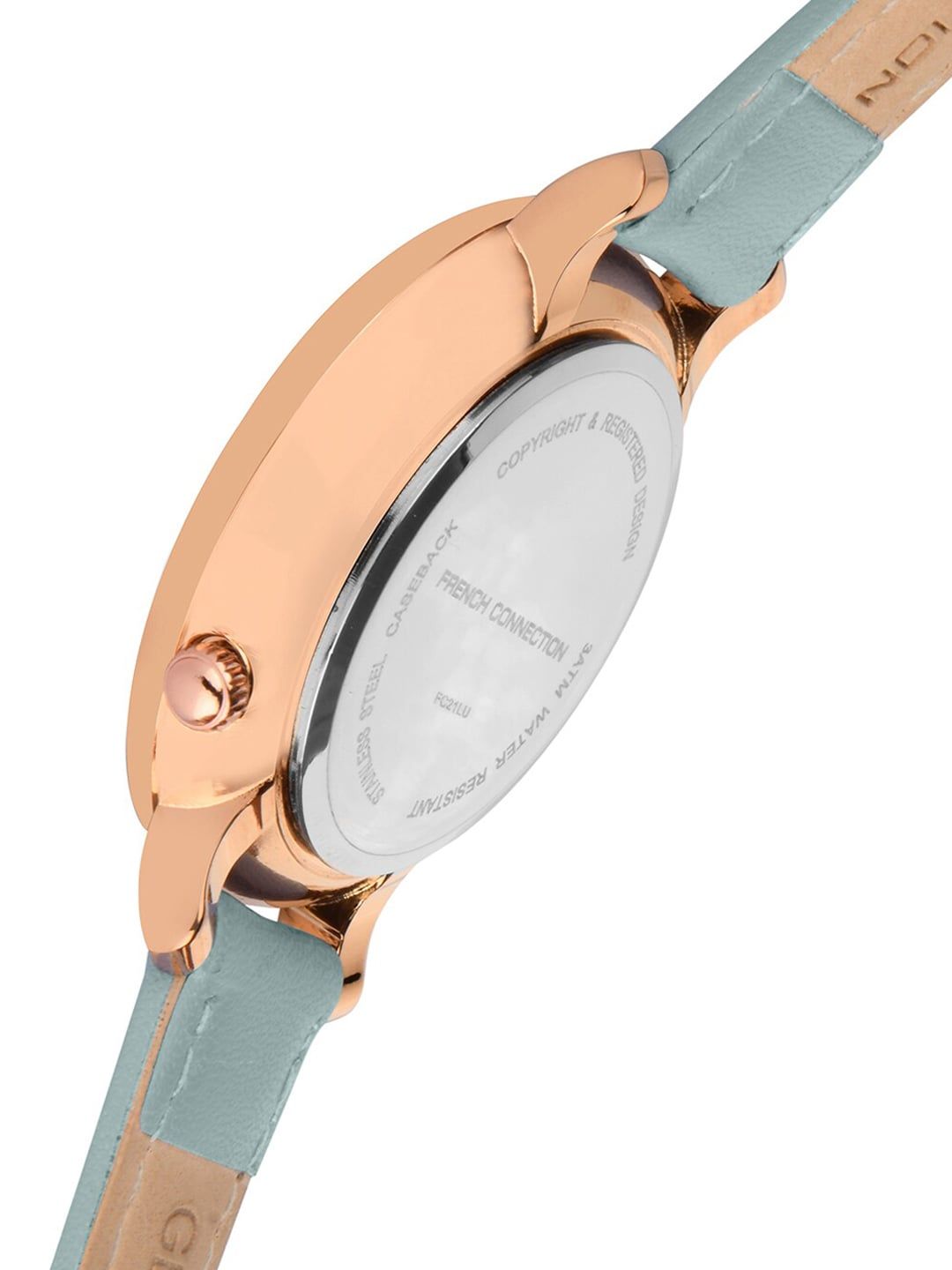 French Connection Women Blue Embellished Dial & Blue Leather Straps Analogue Watch FC21LU