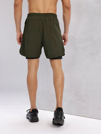 HRX by Hrithik Roshan Men Rapid-Dry Training Shorts With Inner Tights