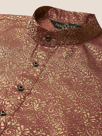 SOJANYA Band Collar Ethnic Motifs Woven Design Kurta