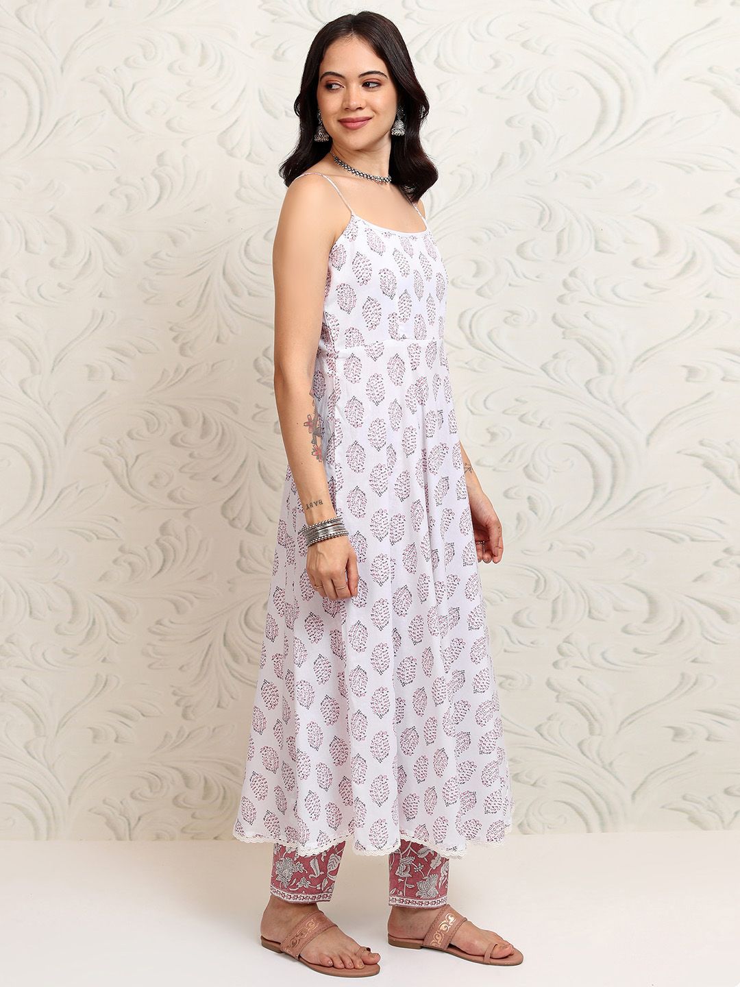 Vishudh Women Ethnic Motifs Printed Regular Pure Cotton Kurta with Trousers & With Dupatta