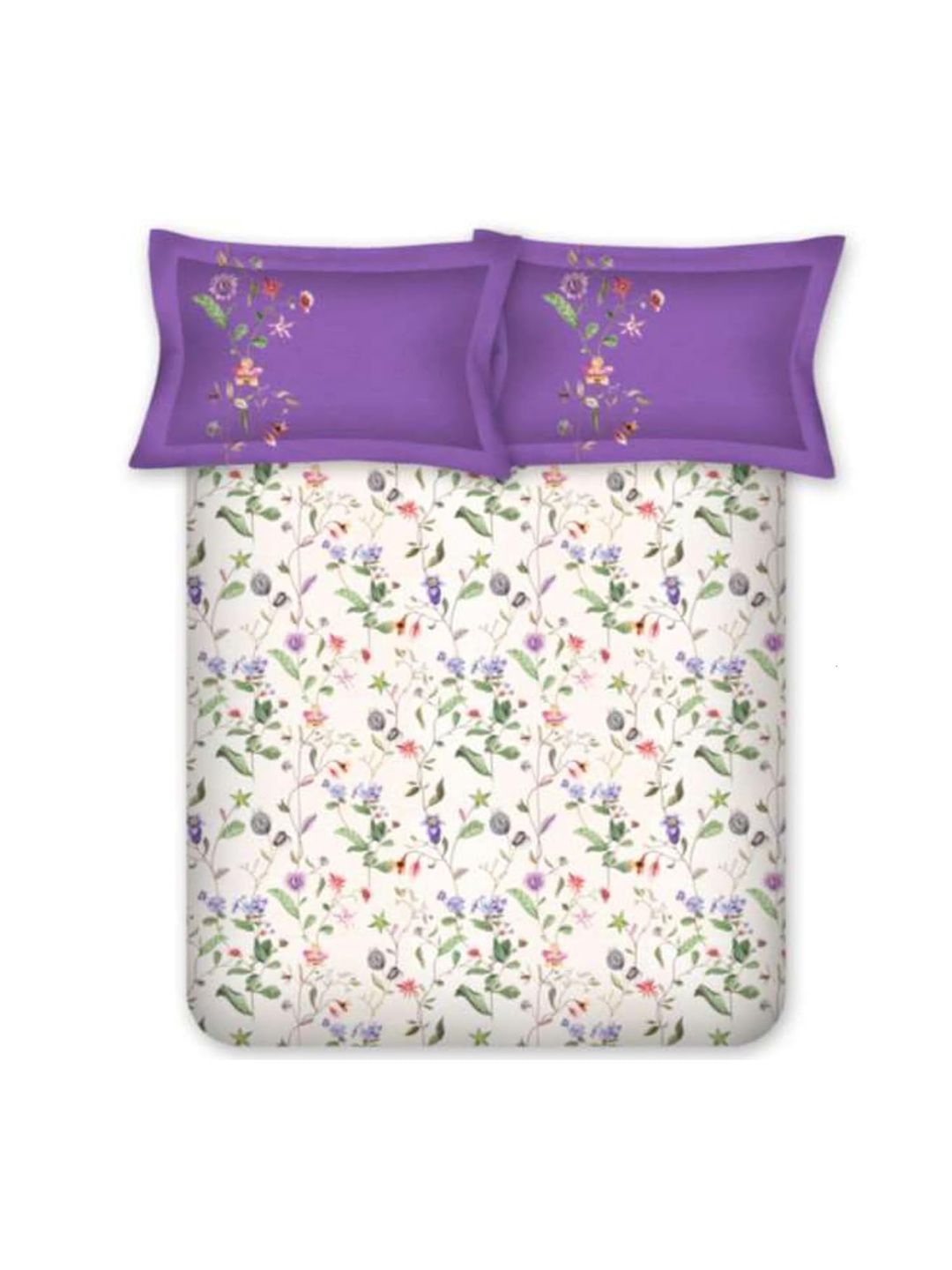 BOMBAY DYEING Blooming Muse Purple Floral Cotton 144 TC King Bedsheet Set 2.74 x 2.74 m