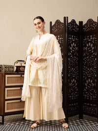 House of Pataudi Indie-Floral Foil Printed Jashn Kurta with Sharara & Dupatta