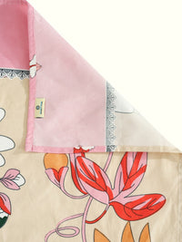 KLOTTHE Beige Floral Cotton 300 TC King Fine Bedsheet with 2 Pillow Covers-96 x 89 inches