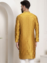 SOJANYA Ethnic Motifs Embroidered Mandarin Collar Thread Work Cotton Silk Kurta