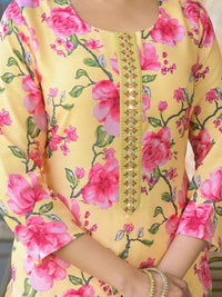 KALINI Floral Printed Straight Kurta With Trouser And Dupatta