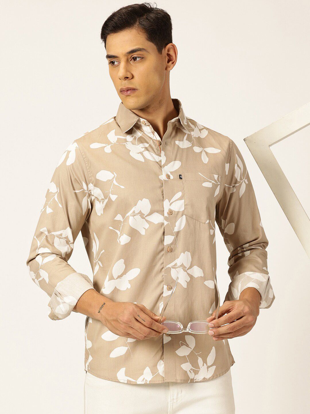 Thomas Scott Premium Slim Fit Floral Printed Full Sleeves Cotton Shirt