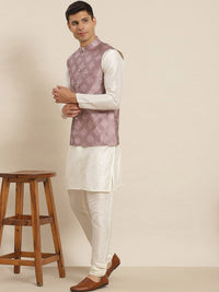 SOJANYA Mandarin Collar Regular Kurta With Churidar & Nehru Jacket
