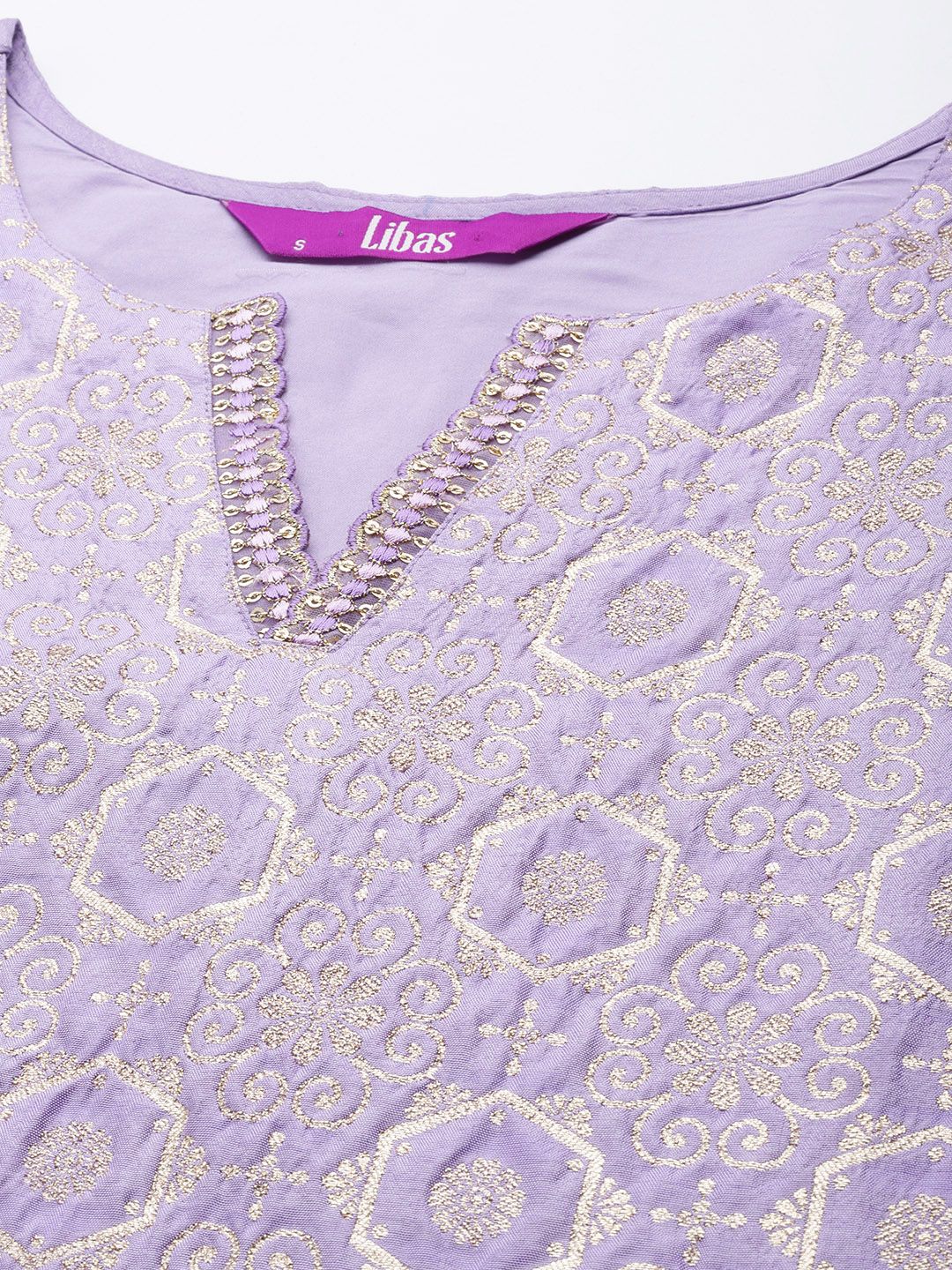 Libas Women Lavender Kurta with Palazzos & With Dupatta