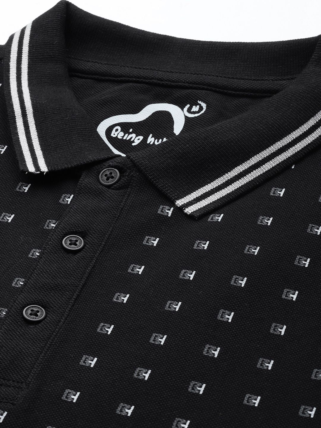 Being Human Pure Cotton Brand Logo Printed Polo Collar Casual T-shirt