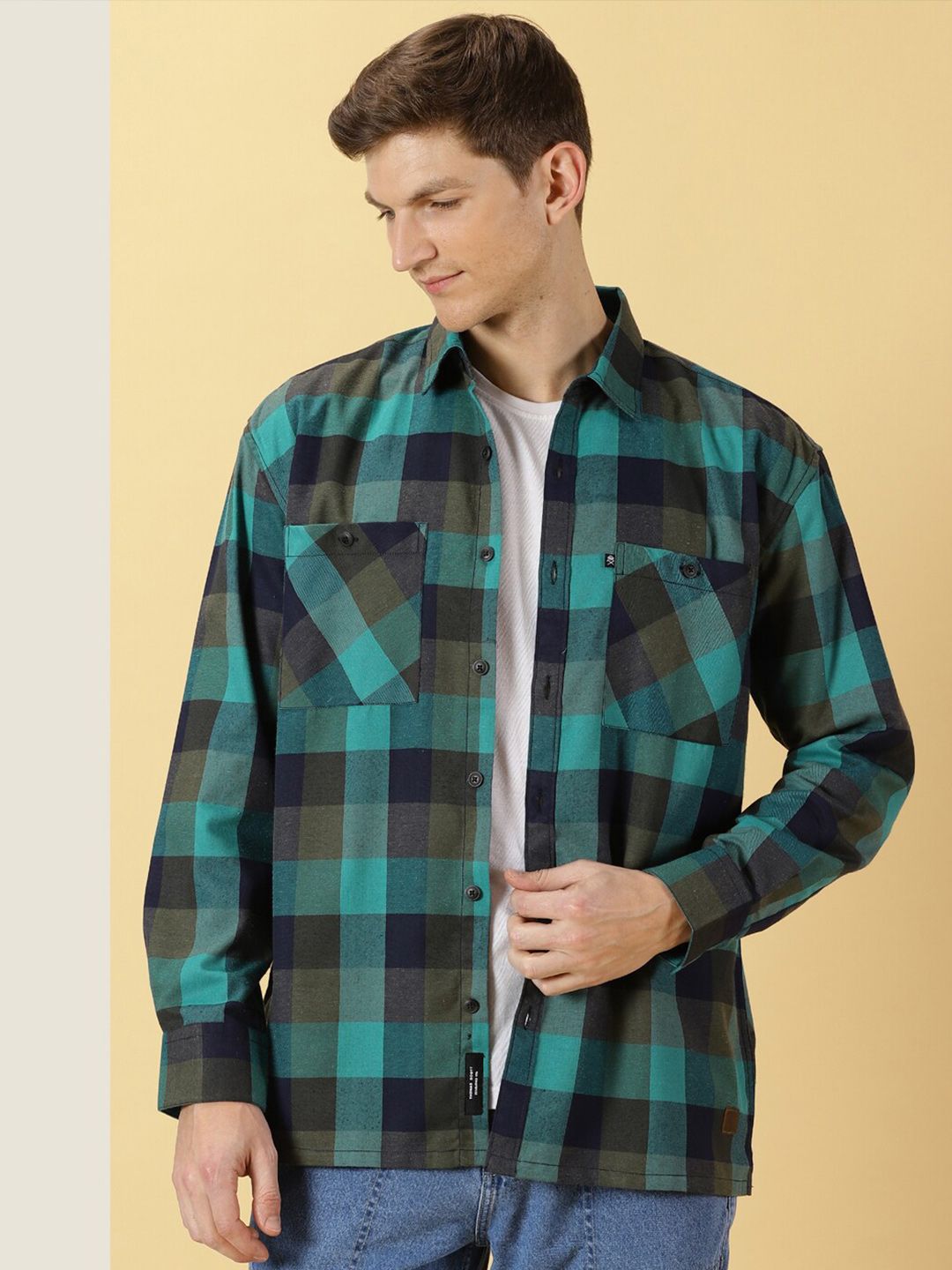Thomas Scott Smart Checked Opaque Oversized Casual Shirt