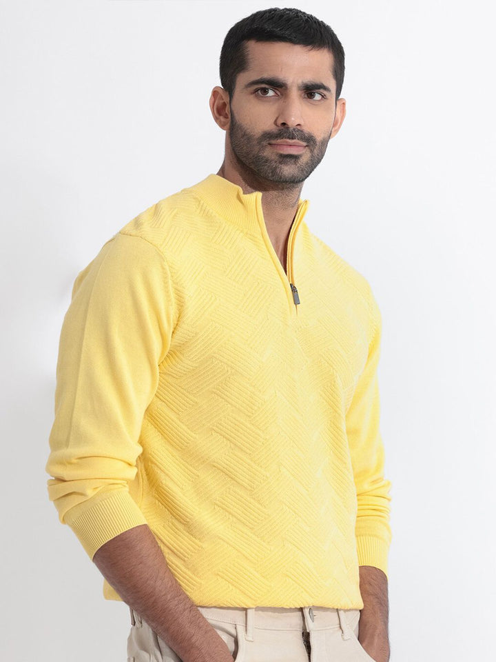 RARE RABBIT Men Troyo Solid Mock Collar Sweater