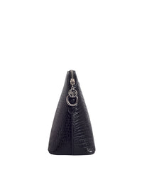 Lino Perros Women Black Croc-Textured Structured Sling Bag