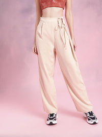 DressBerry Women Soft & Sleek Pleated Waist Tie-Up  Loose Fit Trousers