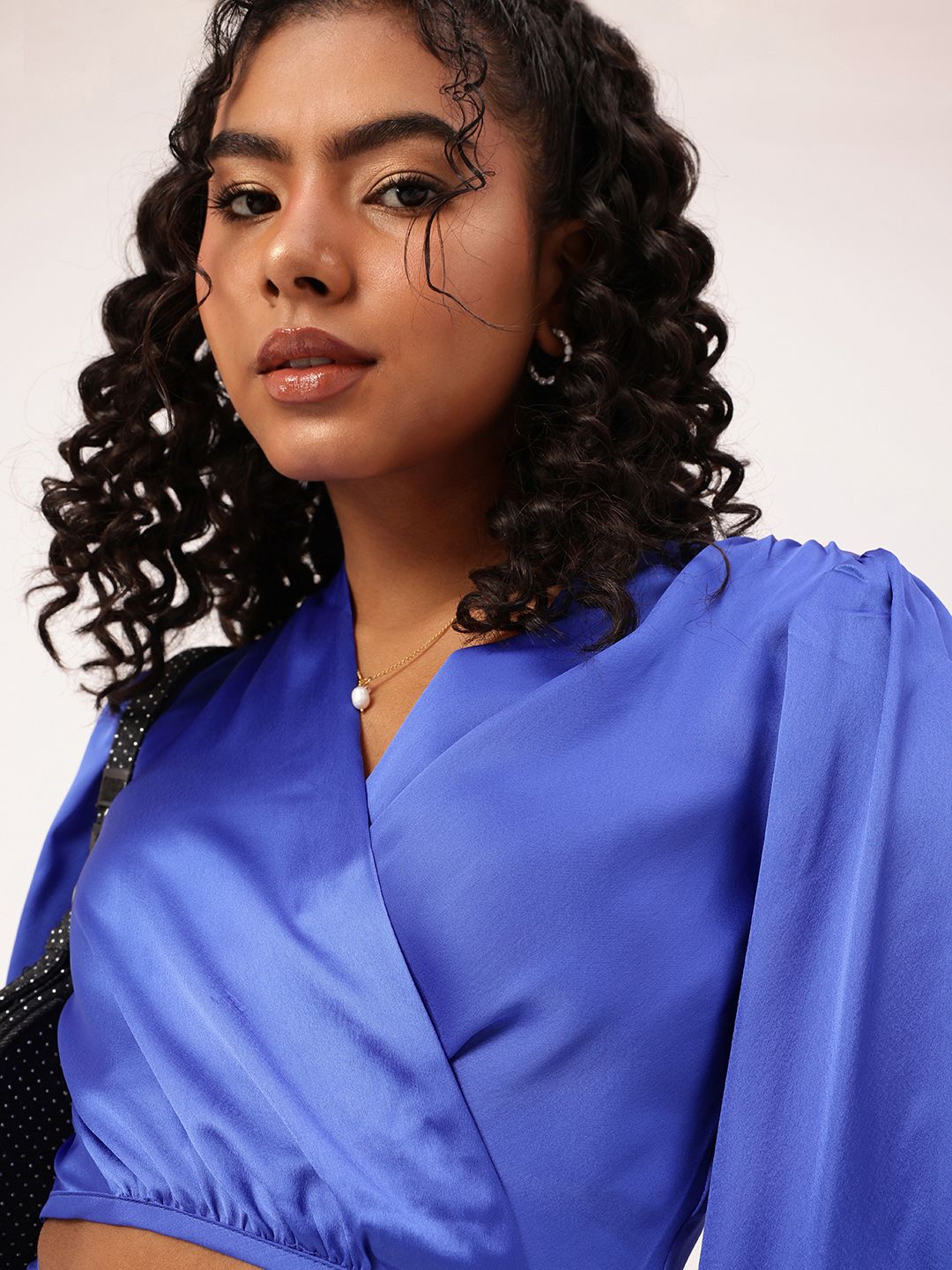 DressBerry Statement Tie-Up Satin Finish Top