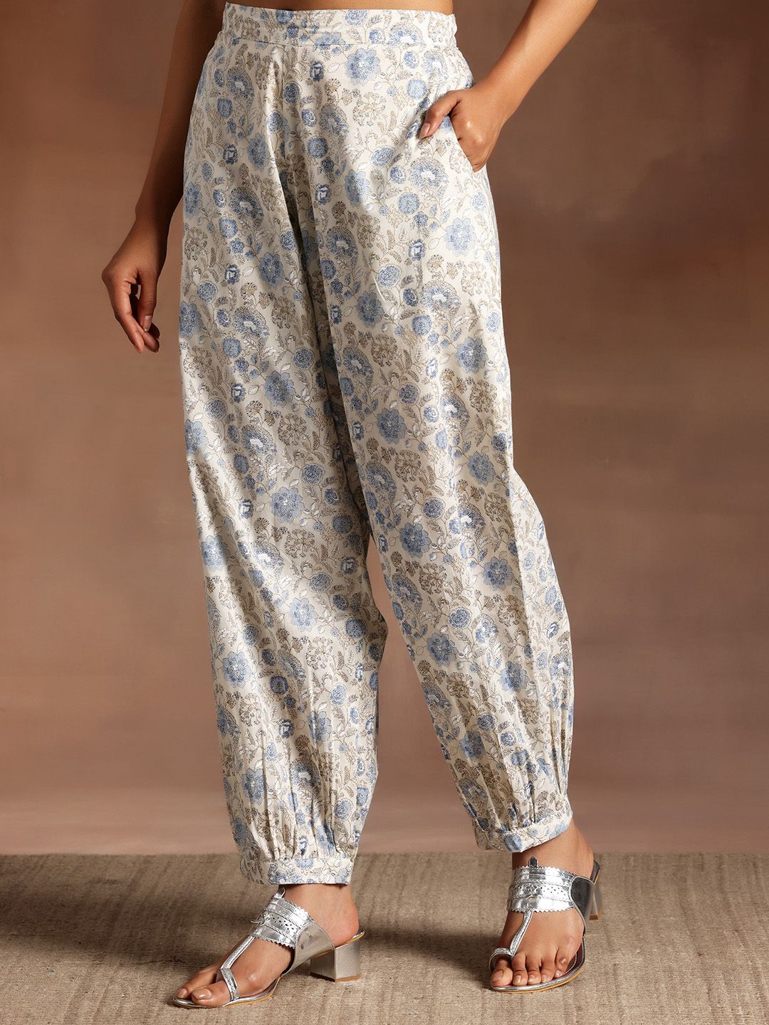 Libas Floral Printed High Slit Pure Cotton Kurta with Salwar & Dupatta