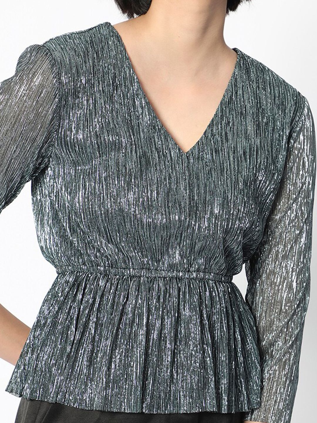 RAREISM Shimmer Peplum Evening Top