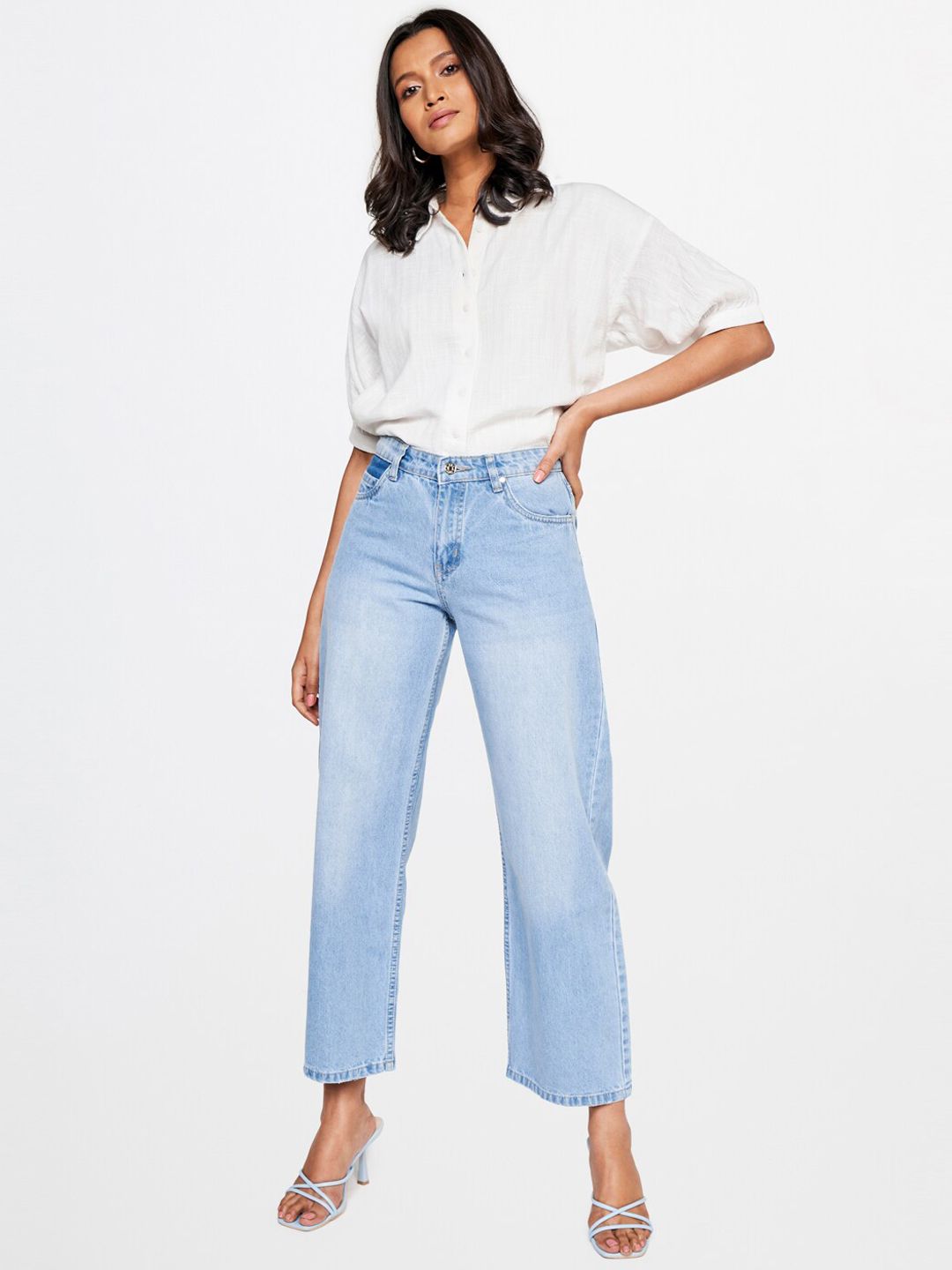AND Women Flared Pure Cotton Heavy Fade Jeans