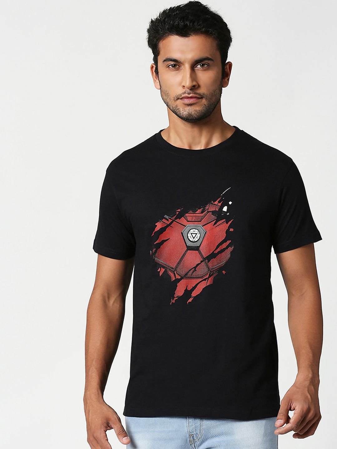 Bewakoof Official Marvel Merchandise Iron Man Of War Graphic Printed Pure Cotton T-Shirt