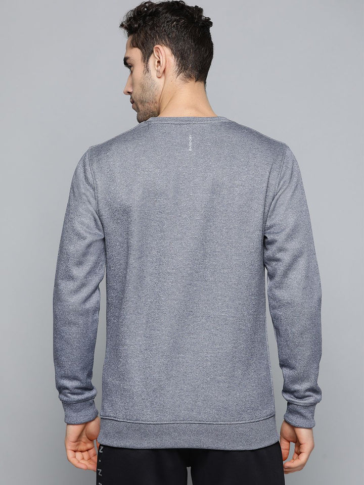 HRX by Hrithik Roshan Men Navy Melange Solid Regular Fit Running Sweatshirt