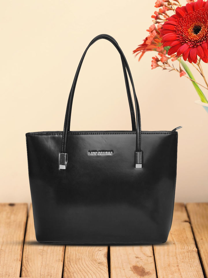 Lino Perros Black Glossy Shoulder Bag