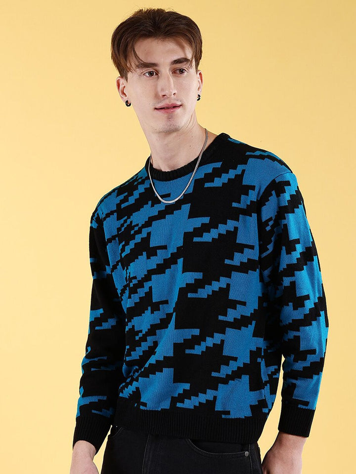 The Indian Garage Co Geometric Self Designed Acrylic Pullover