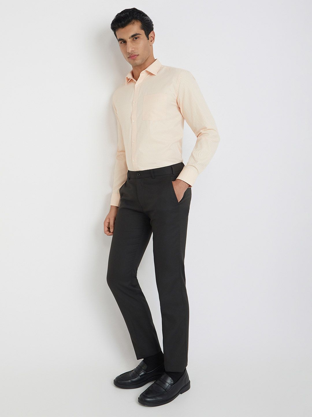 Park Avenue Men Slim Fit Check Self-Design Formal Shirt