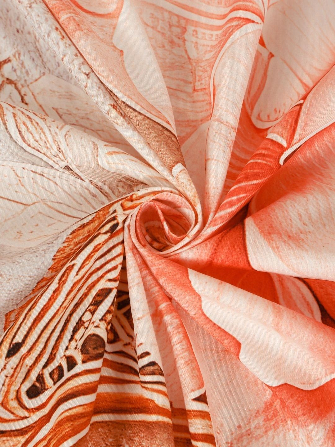 KLOTTHE Peach-Coloured Floral 400 TC King Bedsheet with 2 Pillow Covers