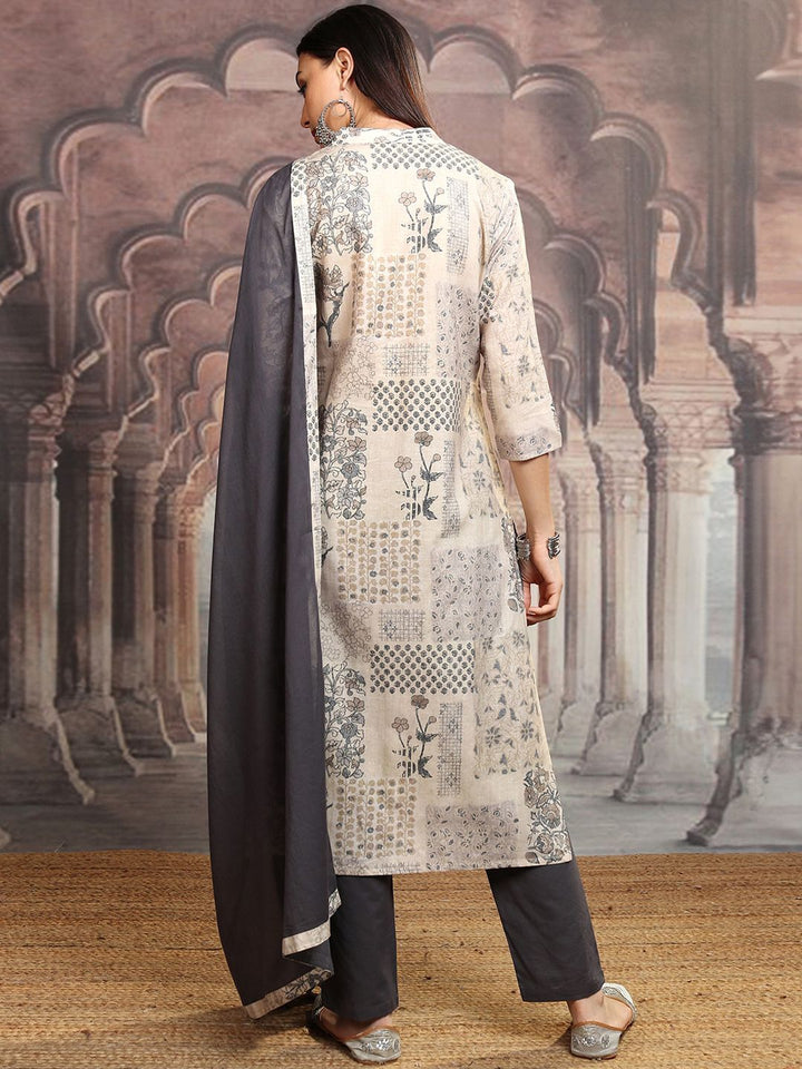 Vishudh Women Floral Printed Regular Mirror Work Pure Cotton Kurta Set