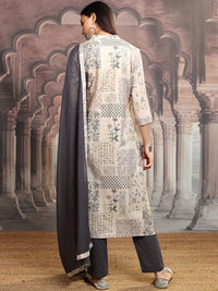 Vishudh Women Floral Printed Regular Mirror Work Pure Cotton Kurta Set