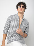VASTRADO Men Classic Relaxed Fit Spread Collar Vertical Striped Cotton Casual Shirt