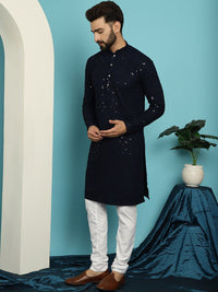 SOJANYA Embroidered Sequinned Pure Cotton Kurta with Pyjama Set