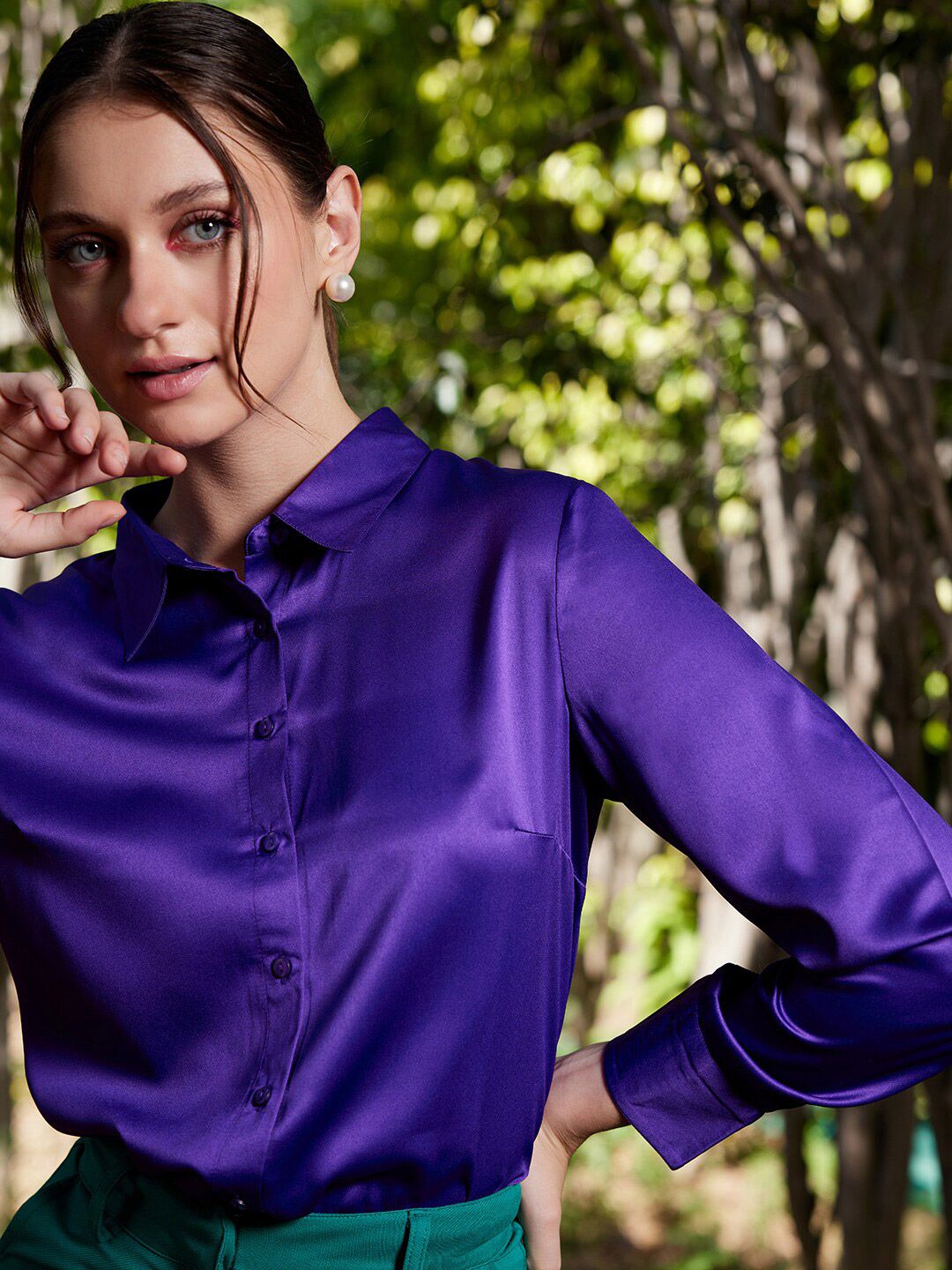 STREET 9 Women Comfort Regular Fit Satin Shirt