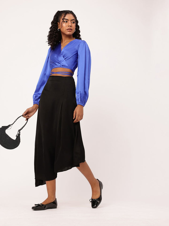 DressBerry Statement Tie-Up Satin Finish Top