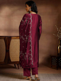 Libas Ethnic Motifs Embroidered Thread Work Straight Kurta With Trousers & Dupatta