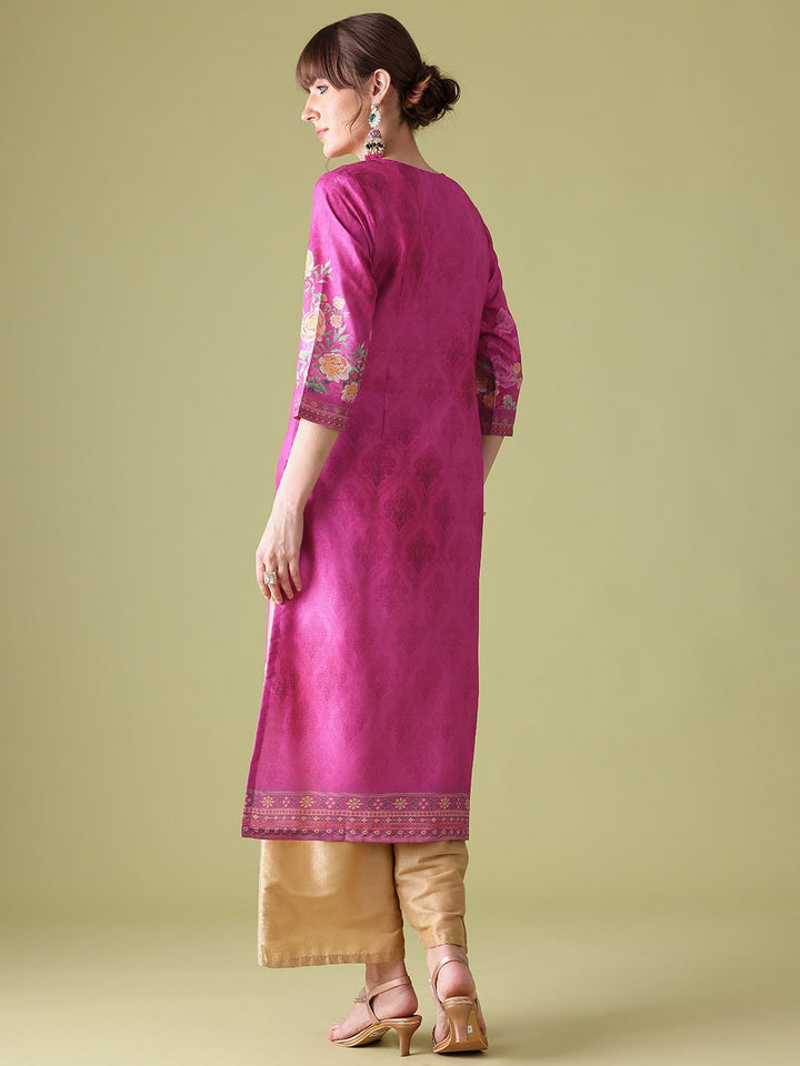 Anouk Floral Print Straight Kurta